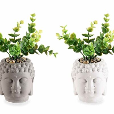 "Maiori" ceramic vases with artificial plant