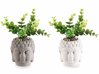 Vases en céramique "Maiori" avec plante artificielle