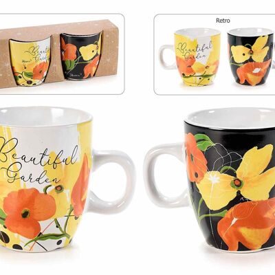 Ceramic cups with Poppies 14zero3 print in a pack of 2
