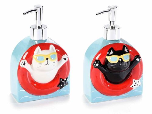 Dispenser porta sapone a gatto in ceramica design 14zero3