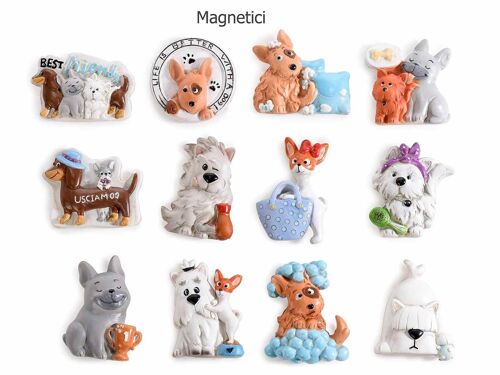 Magneti in resina colorata con calamita design "Happy dogs" design 14zero3