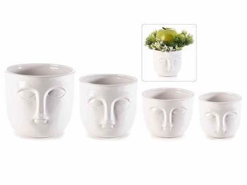 Vases en céramique à décor de visages en lot de 4 pièces
