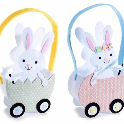 Egg-shaped cloth bags with rabbit car