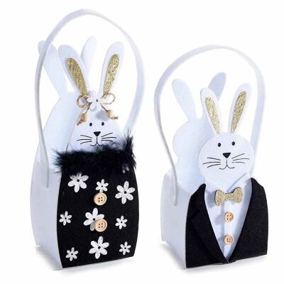 "Evening Bunnies" cloth rabbit handbags with gold glitter details