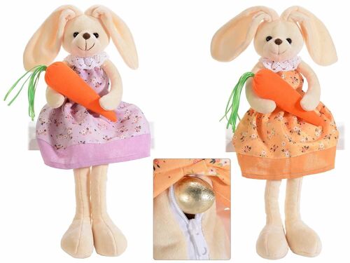 Coniglietti pasquali gambe lunghe portadolci in peluche con carota