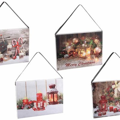 Quadretti tele natalizi da appendere con luci led effetto fiamma
