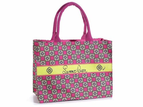 Borsa a mano moda donna primavera estate: tote bag in tessuto con manici "Summer Queen"