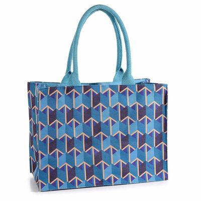 Handtaschen/Tragetaschen aus Stoff mit „Geometrie Moda Blu“-Griffen