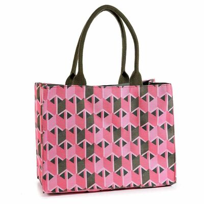 Damen-Einkaufstasche / Stoffhandtaschen mit Henkeln „Geometrie Moda Rosa“