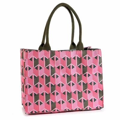 Bolso tote de mujer / bolsos de tela con asas "Geometrie Moda Rosa"