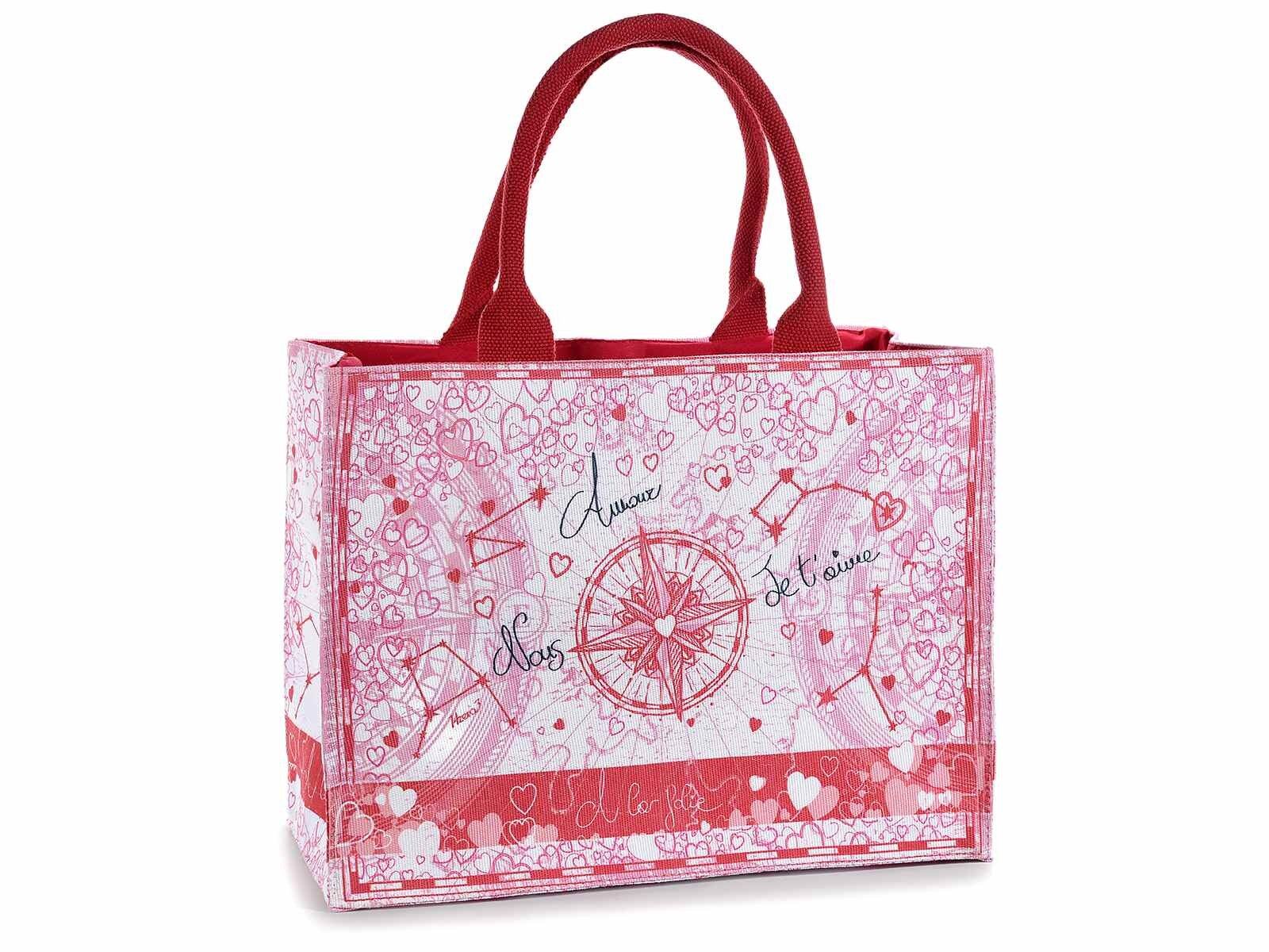 Tote bag / borse a mano in tessuto con manici "Je t'aime" design "SoChic"