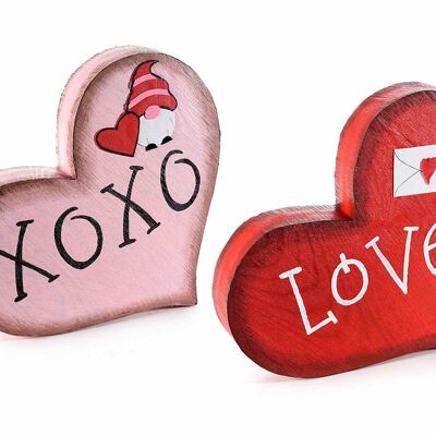 Corazones decorativos con escritura Love en madera para colocar