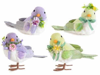 Oiseaux tricotés avec des fleurs à placer