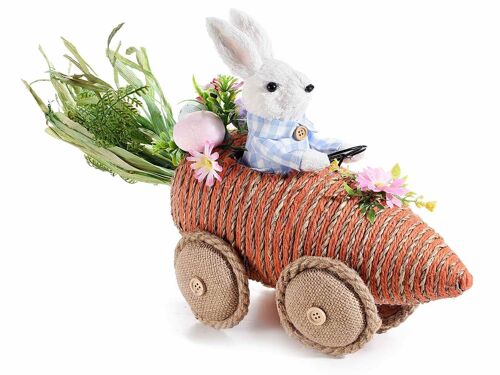 Conigli di Pasqua in fibra naturale su macchina a carota