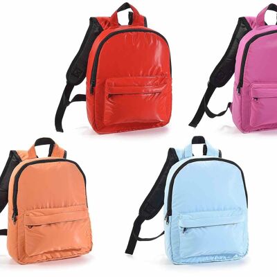 Colorful latex effect waterproof backpack with front pocket
