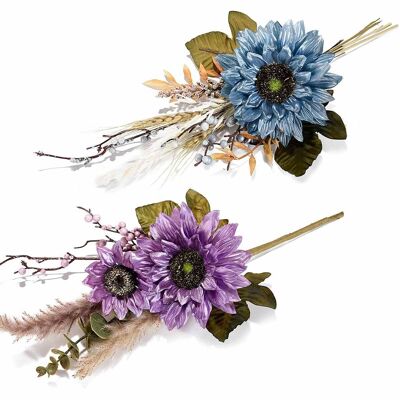Bouquets with artificial sunflower and colorful berries