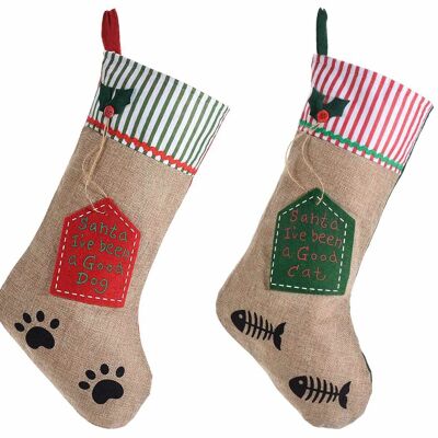 Animal Christmas stockings for sweets in cloth "The best friends"