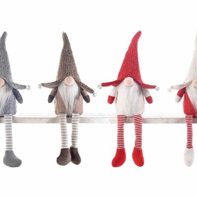 Gnomo de Papá Noel de patas largas hecho de tela para estar de pie con sombrero de lentejuelas
