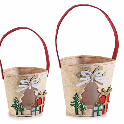 Lot de 2 sacs seau avec fenêtre transparente en forme de sapin de Noël