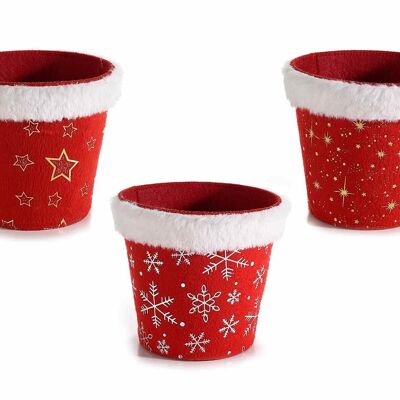 Round cloth baskets with Christmas snowflake and eco-fur decorations