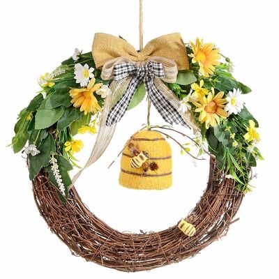 Wooden garlands to hang with bee house, flowers, bow