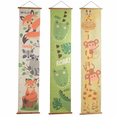 Baby measuring tape in decorated fabric to hang with "Kids Animal" print 14zero3
