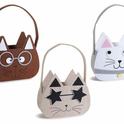 Bolsos de tela decorados con forma de gatos