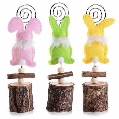 Memoclip photo holder with bunny in colored cloth