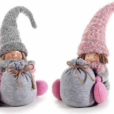 Fabric children with moldable hat and opening sweet bag