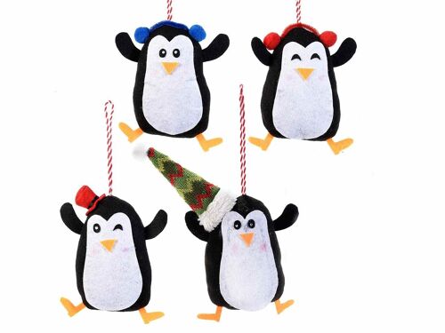 Addobbi natalizi a pinguino in panno da appendere design 14zero3