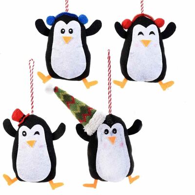 Addobbi natalizi a pinguino in panno da appendere design 14zero3
