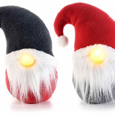 Babbo Natale in stoffa con barba in eco fur e naso con luce LED
