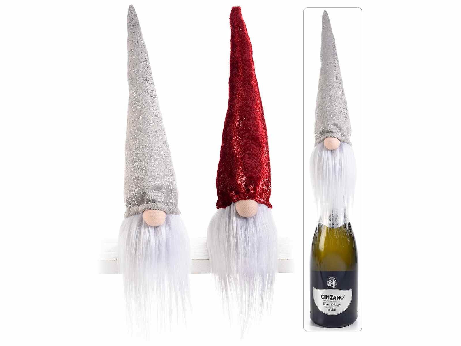 Babbo Natale copri tappo in stoffa con cappello in velluto