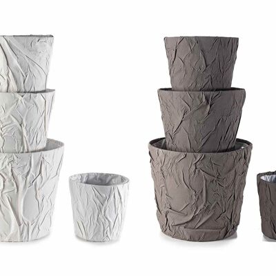 Vases with waterproof interior in wrinkled effect fabric in a set of 4