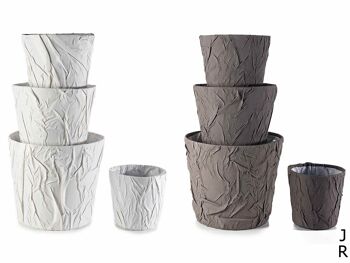 Vases avec intérieur imperméable en tissu effet froissé en lot de 4