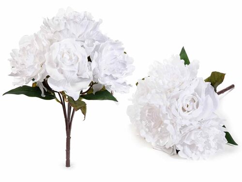 Mazzi di peonie pick e rose bianche artificiali