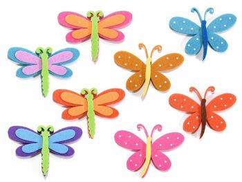 Décoration papillon en tissu coloré avec adhésif double face en paquet de 8 pièces