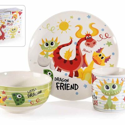 Juego de plato, taza y cuenco de porcelana Draghetti en caja regalo diseño 14zero3