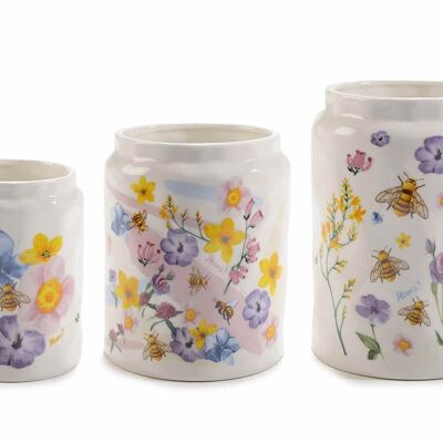Vases en porcelaine polie à décors "BeeHoney" 14zero3 en lot de 3 pièces