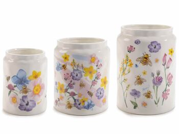 Vases en porcelaine polie à décors "BeeHoney" 14zero3 en lot de 3 pièces