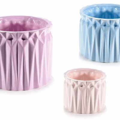 Jarrones de porcelana pulida moleteada en juego de 3 piezas