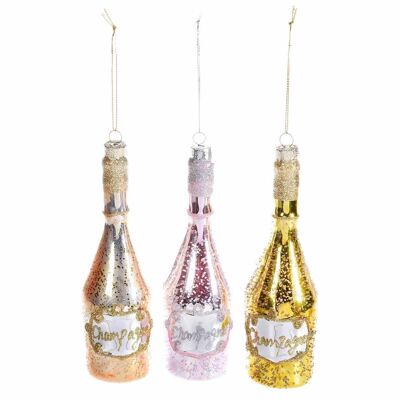 Christmas decoration bottles in colored glass to hang