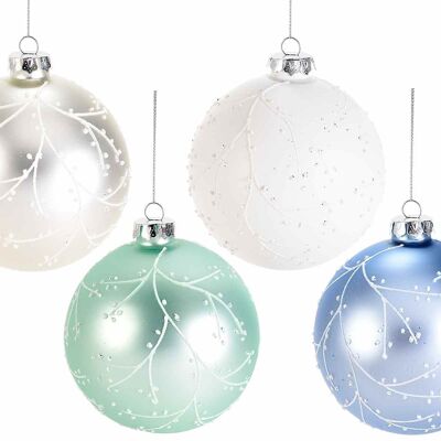 Glass Christmas baubles to hang with decorations on display