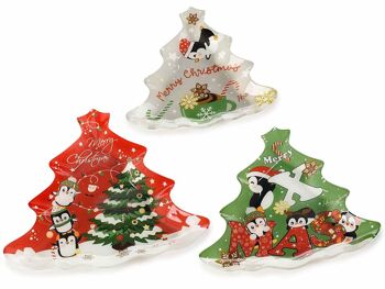 Assiettes de Noël en verre avec motif de Noël Pinguino 14zero3 en lot de 3 pcs