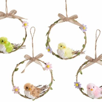 Artificial garlands with colorful bird to hang