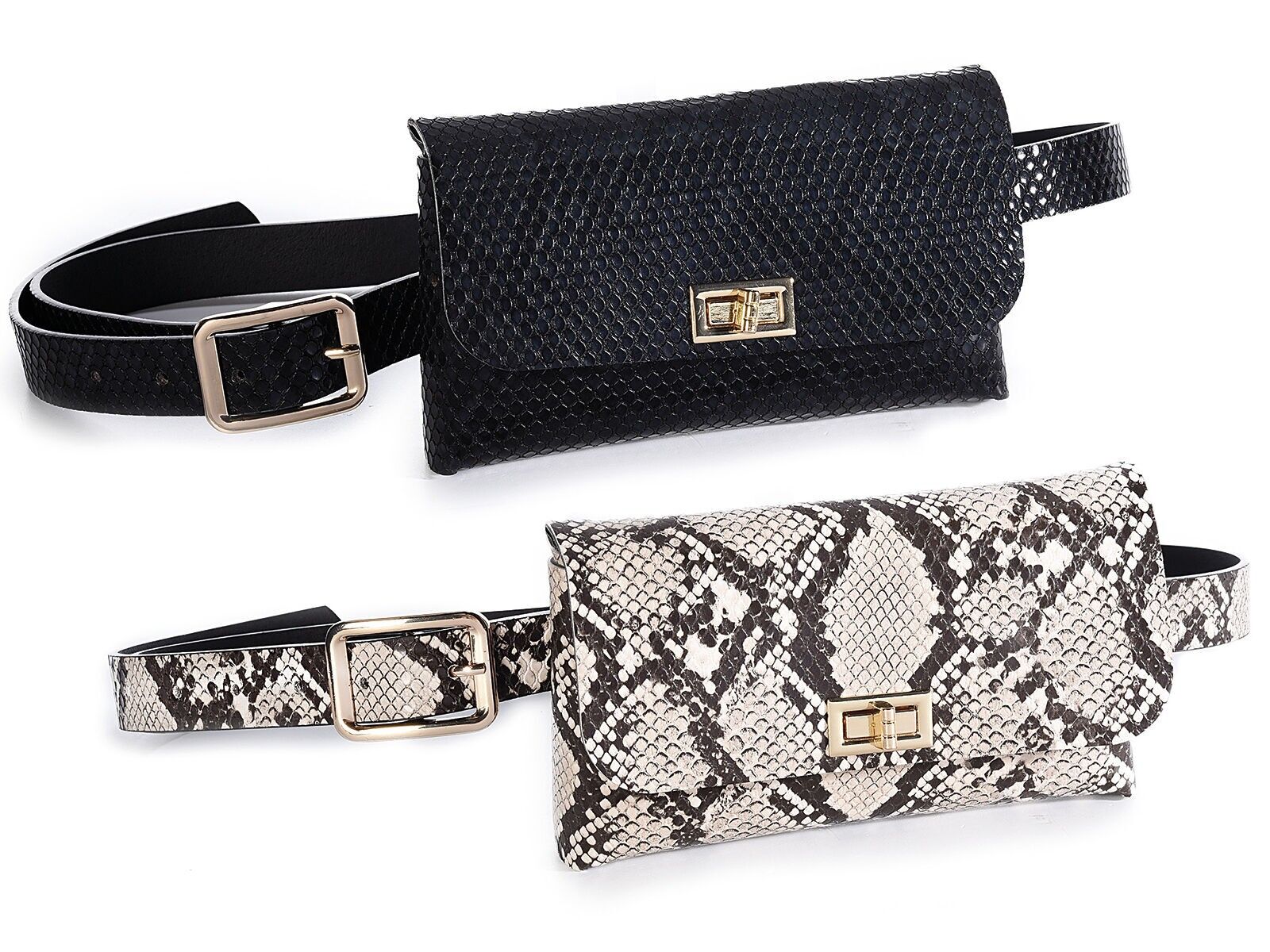 Marsupi in similpelle effetto pitone con cintura regolabile