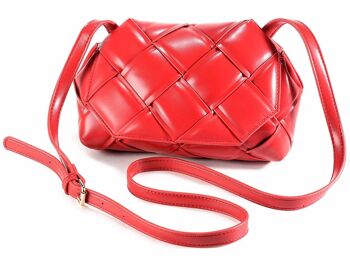 Sacs bandoulière tressés pour femme en simili cuir rouge piment