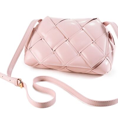 Sacs bandoulière tressés pour femme en simili cuir vieux rose