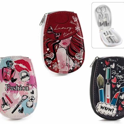 Set manicure da borsa con 6 accessori con custodia in similpelle design Trucchi firmato 14zero3