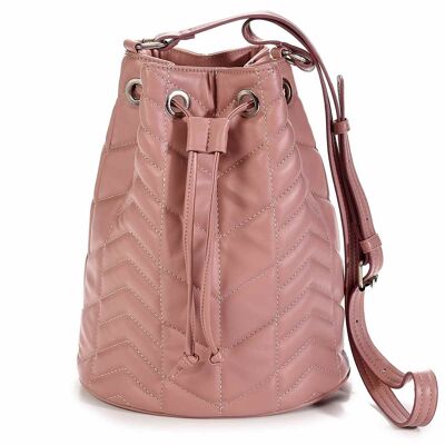 Fashion bucket bags in quilted imitation leather with adjustable shoulder strap
